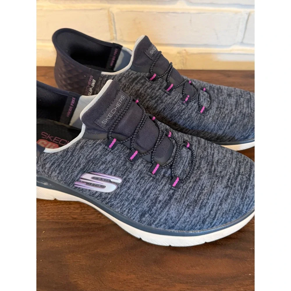 Skechers Hands Free Slip-ins Ultra Flex 3.0 Smooth Step Navy Pink Womens 9 Walk - Picture 8 of 10